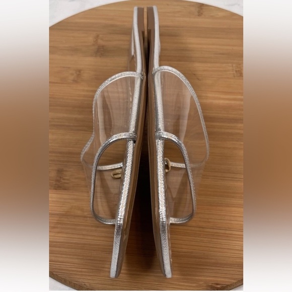 ZARA VINYL SLIDE SANDALS Silver Clear Strap Size US 7.5 EUR 38 Slip On 3626/310 - Picture 8 of 13